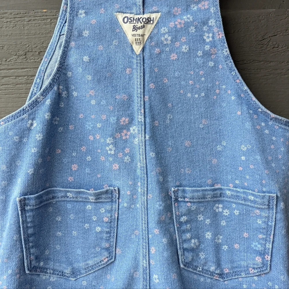 OshKosh B'gosh Ditsy Floral Stretch Denim Bib Overalls Size 3T